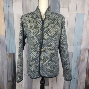 Trimdin Artisan Reversible Tapestry Jacket One Button Blazer Brown Navy size M/L